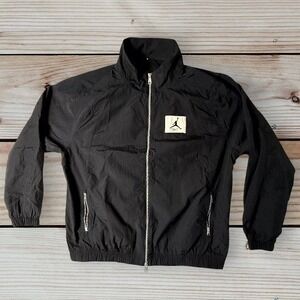 Jordan Flight Essentials Mens Full Zip Windbreaker Jacket Black Jumpman Logo‎
